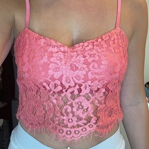 Free People pink lace crop